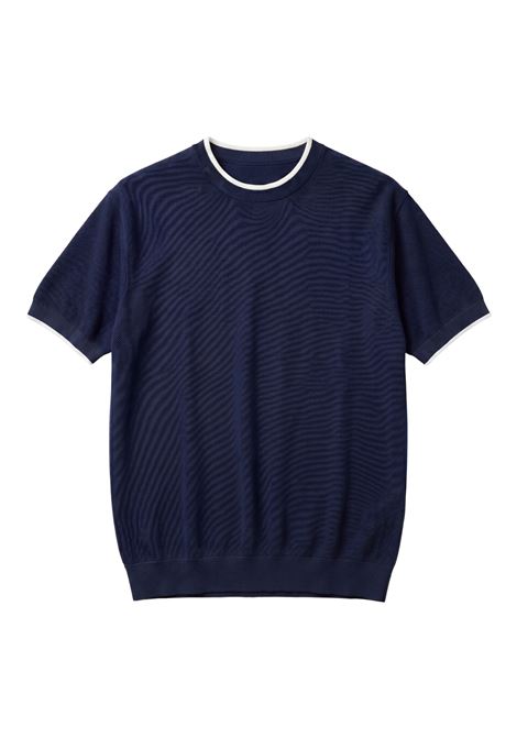 Paolo Pecora Milano Men's Gauge 16 Cotton Knit Shirt - Blue PAOLO PECORA |  | A011 F1006685